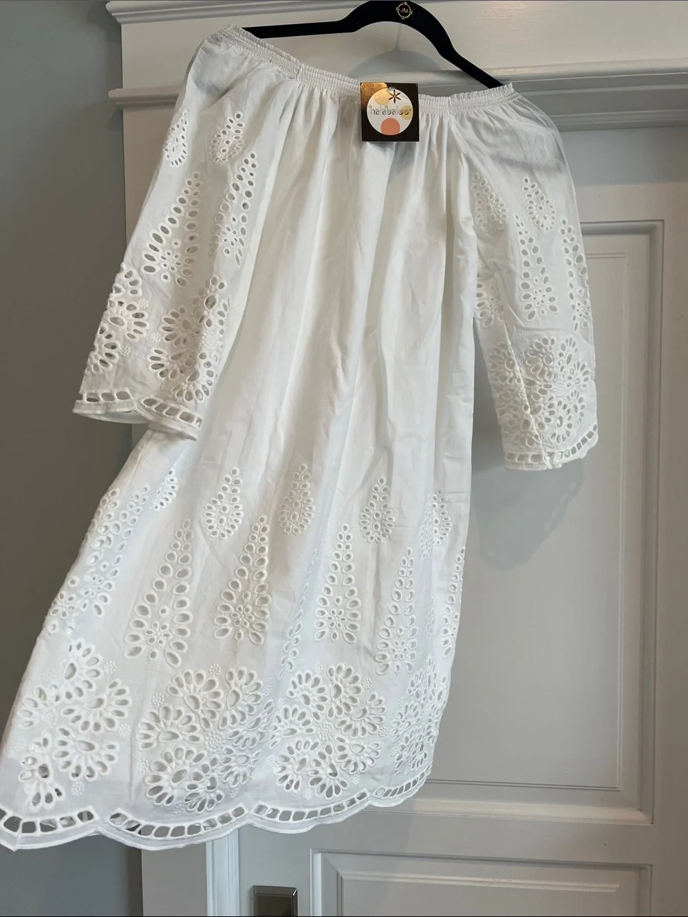 Halabaloo White Eyelet Tunic Dress lined